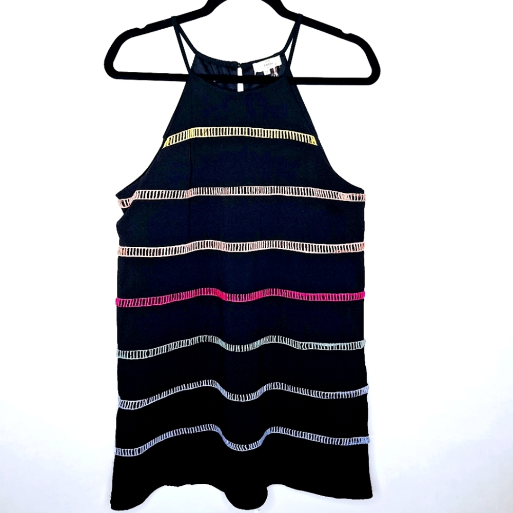 NWT Entro brand "The Mini Pride" Preppy, rainbow knit, halter, mini dress.